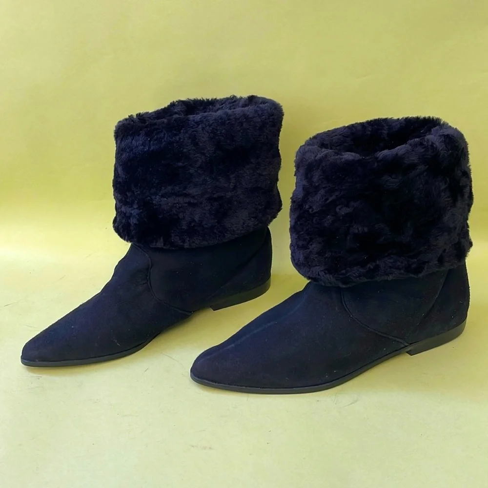Vintage new black Paul Mayer shearling sheep leather and fur boots